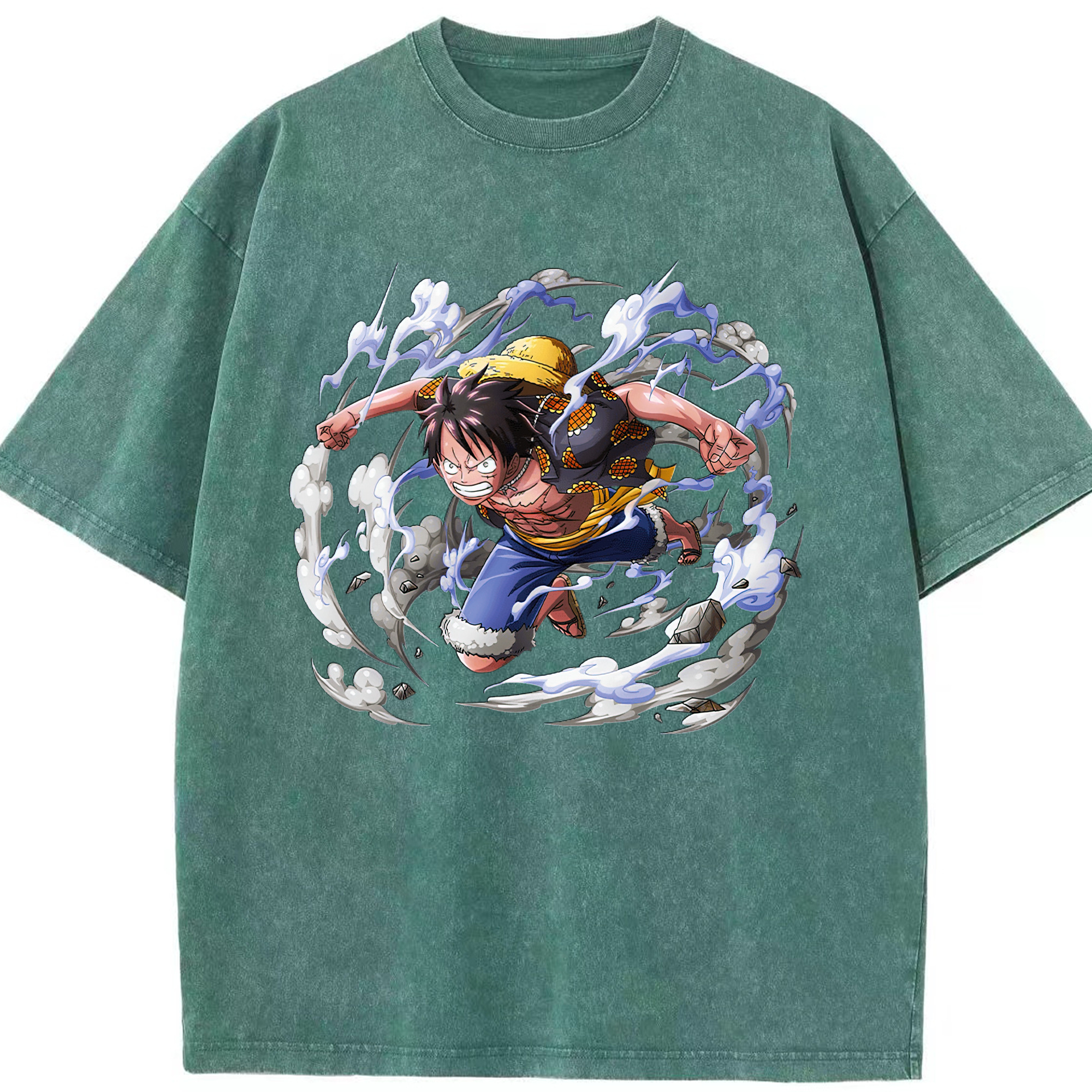ワンピース モンキー・D・ルフィ ONE PIECE Monkey D. Luffy 綿100% ヴィンテージ風 半袖Tシャツ（フロントプリント）